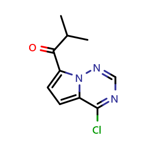 Chemical structure of 1-{4-chloropyrrolo[2,1-f][1,2,4]triazin-7-yl}-2-methylpropan-1-one , CAS 2090237-43-5, AChemBlock S77208