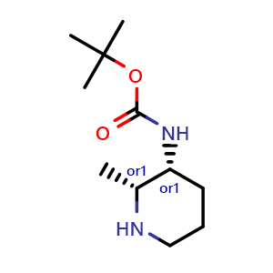 Chemical structure of tert-butyl N-cis-2-methyl-3-piperidyl carbamate , CAS 2089911-88-4, AChemBlock S77225