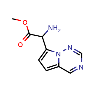 Chemical structure of methyl 2-amino-2-{pyrrolo[2,1-f][1,2,4]triazin-7-yl}acetate , CAS 2089698-95-1, AChemBlock S77229