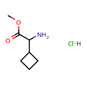 Chemical structure of methyl 2-amino-2-cyclobutyl-acetate hydrochloride , CAS 2089292-08-8, AChemBlock S77238