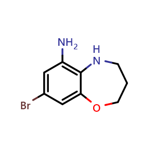 Chemical structure of 8-bromo-2,3,4,5-tetrahydro-1,5-benzoxazepin-6-amine , CAS 2088849-56-1, AChemBlock S77244