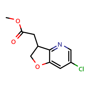 Chemical structure of methyl 2-{6-chloro-2H,3H-furo[3,2-b]pyridin-3-yl}acetate , CAS 2088742-48-5, AChemBlock S77246