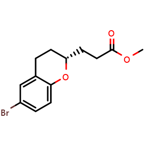 Chemical structure of methyl 3-[(2R)-6-bromo-3,4-dihydro-2H-1-benzopyran-2-yl]propanoate , CAS 2088284-57-3, AChemBlock S77251