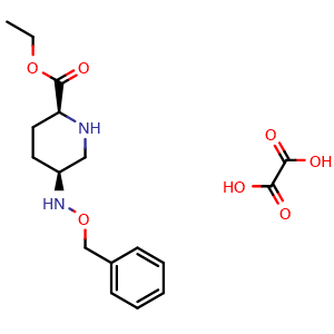 Chemical structure of ethyl (2S,5S)-5-[(benzyloxy)amino]piperidine-2-carboxylate; oxalic acid , CAS 2085372-14-9, AChemBlock S77257