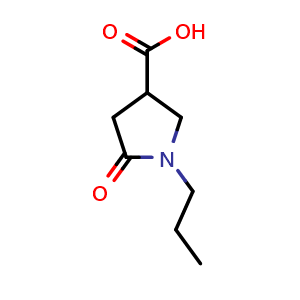 Chemical structure of 5-oxo-1-propylpyrrolidine-3-carboxylic acid , CAS 208118-23-4, AChemBlock S77258