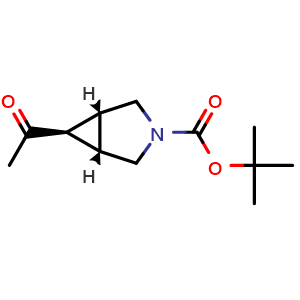 Chemical structure of tert-butyl (1R,5S,6S)-rel-6-acetyl-3-azabicyclo[3.1.0]hexane-3-carboxylate , CAS 2075712-96-6, AChemBlock S77264