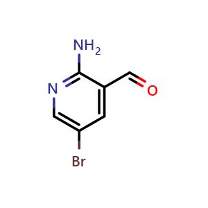 Chemical structure of 2-amino-5-bromo-pyridine-3-carbaldehyde , CAS 206997-15-1, AChemBlock S77269