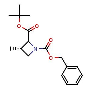 Chemical structure of 1-benzyl 2-tert-butyl (3S)-3-methylazetidine-1,2-dicarboxylate , CAS 2064338-08-3, AChemBlock S77277