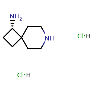 Chemical structure of (3S)-7-azaspiro[3.5]nonan-3-amine dihydrochloride , CAS 2055848-98-9, AChemBlock S77312