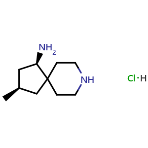 Chemical structure of (2R,4R)-2-methyl-8-azaspiro[4.5]decan-4-amine hydrochloride , CAS 2055760-55-7, AChemBlock S77316