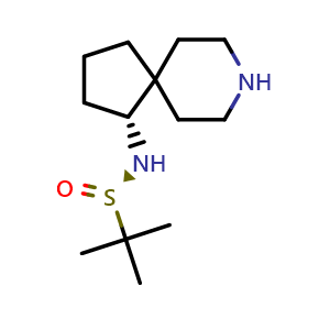 Chemical structure of (R)-N-[(4R)-8-azaspiro[4.5]decan-4-yl]-2-methyl-propane-2-sulfinamide , CAS 2055760-54-6, AChemBlock S77317