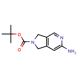 Chemical structure of tert-butyl 6-amino-1,3-dihydropyrrolo[3,4-c]pyridine-2-carboxylate , CAS 2055225-11-9, AChemBlock S77320