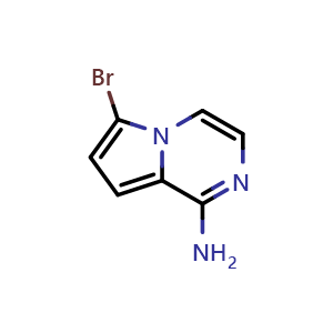 Chemical structure of 6-bromopyrrolo[1,2-a]pyrazin-1-amine , CAS 2052589-16-7, AChemBlock S77324