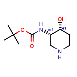 Chemical structure of tert-butyl N-[cis-4-hydroxypiperidin-3-yl]carbamate , CAS 2048228-25-5, AChemBlock S77329