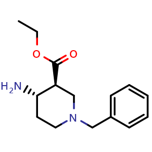 Chemical structure of ethyl (3S,4S)-rel-4-amino-1-benzyl-piperidine-3-carboxylate , CAS 2036041-96-8, AChemBlock S77353