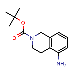 Chemical structure of tert-butyl 5-amino-1,2,3,4-tetrahydroisoquinoline-2-carboxylate , CAS 201150-73-4, AChemBlock S77389