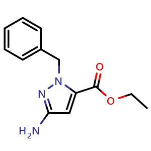 Chemical structure of ethyl 3-amino-1-benzyl-1H-pyrazole-5-carboxylate , CAS 1995072-20-2, AChemBlock S77410