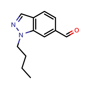 Chemical structure of 1-butyl-1H-indazole-6-carbaldehyde , CAS 1984178-75-7, AChemBlock S77445
