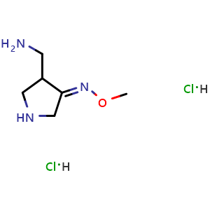 Chemical structure of (3Z)-4-(aminomethyl)-N-methoxypyrrolidin-3-imine dihydrochloride , CAS 197143-35-4, AChemBlock S77466