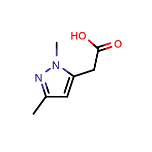 Chemical structure of 2-(1,3-dimethyl-1H-pyrazol-5-yl)acetic acid , CAS 196717-12-1, AChemBlock S77474