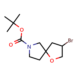 Chemical structure of tert-butyl 3-bromo-1-oxa-7-azaspiro[4.4]nonane-7-carboxylate , CAS 1965324-27-9, AChemBlock S77483
