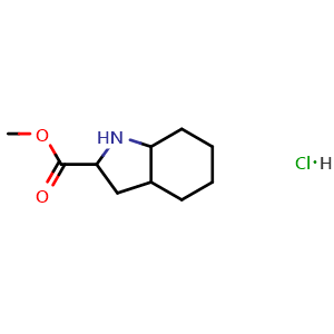 Chemical structure of methyl octahydro-1H-indole-2-carboxylate hydrochloride , CAS 195878-03-6, AChemBlock S77493