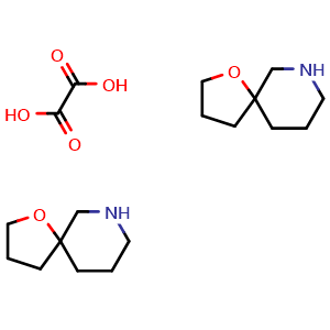 Chemical structure of 1-oxa-7-azaspiro[4.5]decane hemioxalate , CAS 1956354-47-4, AChemBlock S77501