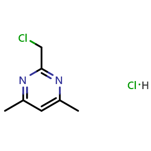 Chemical structure of 2-(Chloromethyl)-4,6-dimethylpyrimidine hydrochloride , CAS 1956341-63-1, AChemBlock S77502
