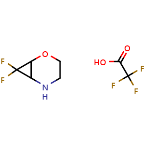 Chemical structure of 7,7-difluoro-2-oxa-5-azabicyclo[4.1.0]heptane;2,2,2-trifluoroacetic acid , CAS 1955523-08-6, AChemBlock S77522