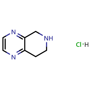 Chemical structure of 5H,6H,7H,8H-pyrido[3,4-b]pyrazine hydrochloride , CAS 1955520-74-7, AChemBlock S77523