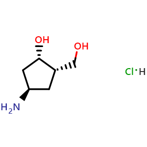 Chemical structure of (1S,2S,4R)-4-amino-2-(hydroxymethyl)cyclopentanol;hydrochloride , CAS 1951424-77-3, AChemBlock S77541