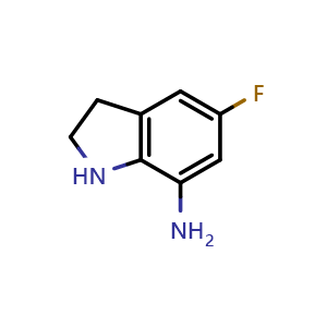 Chemical structure of 5-fluoroindolin-7-amine , CAS 194476-44-3, AChemBlock S77549