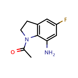 Chemical structure of 1-(7-amino-5-fluoro-indolin-1-yl)ethanone , CAS 194476-43-2, AChemBlock S77550