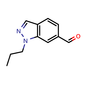 Chemical structure of 1-propyl-1H-indazole-6-carbaldehyde , CAS 1936487-88-5, AChemBlock S77576