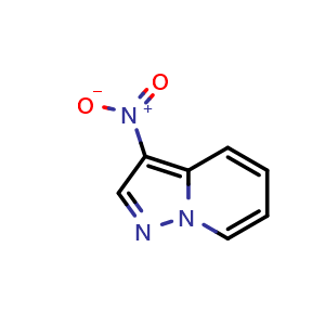 Chemical structure of 3-nitropyrazolo[1,5-a]pyridine , CAS 19363-97-4, AChemBlock S77583