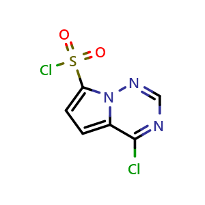 Chemical structure of 4-chloropyrrolo[2,1-f][1,2,4]triazine-7-sulfonyl chloride , CAS 1935563-30-6, AChemBlock S77602