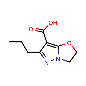Chemical structure of 6-propyl-2H,3H-pyrazolo[3,2-b][1,3]oxazole-7-carboxylic acid , CAS 1935452-08-6, AChemBlock S77611