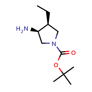 Chemical structure of tert-butyl (3S,4S)-3-amino-4-ethyl-pyrrolidine-1-carboxylate , CAS 1932454-84-6, AChemBlock S77667