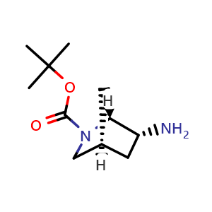 Chemical structure of tert-butyl (1R,4R,6R)-6-amino-2-azabicyclo[2.2.1]heptane-2-carboxylate , CAS 1932294-29-5, AChemBlock S77680