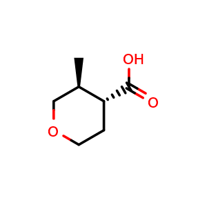 Chemical structure of (3S,4R)-3-methyltetrahydropyran-4-carboxylic acid , CAS 1932047-47-6, AChemBlock S77697