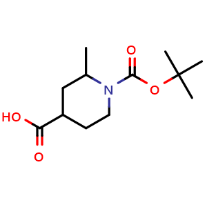 Chemical structure of 1-[(tert-butoxy)carbonyl]-2-methylpiperidine-4-carboxylic acid , CAS 193085-98-2, AChemBlock S77700