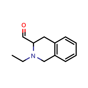 Chemical structure of 2-ethyl-1,2,3,4-tetrahydroisoquinoline-3-carbaldehyde , CAS 1924383-41-4, AChemBlock S77710