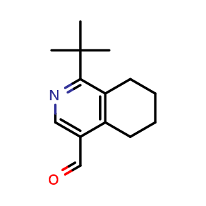 Chemical structure of 1-tert-butyl-5,6,7,8-tetrahydroisoquinoline-4-carbaldehyde , CAS 1924188-62-4, AChemBlock S77712