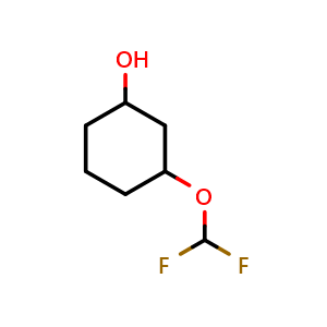 Chemical structure of 3-(difluoromethoxy)cyclohexanol , CAS 1919878-94-6, AChemBlock S77724