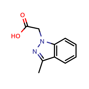 Chemical structure of 2-(3-methyl-1H-indazol-1-yl)acetic acid , CAS 191795-48-9, AChemBlock S77732