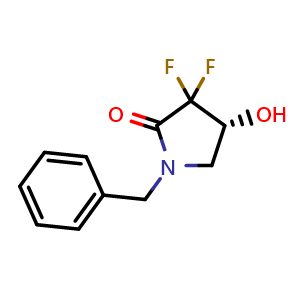 Chemical structure of (4R)-1-benzyl-3,3-difluoro-4-hydroxypyrrolidin-2-one , CAS 1914929-31-9, AChemBlock S77740