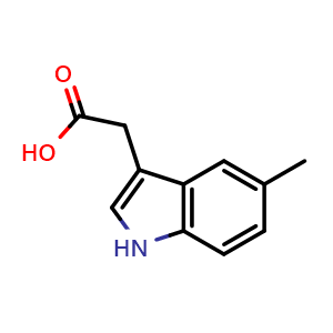 Chemical structure of 2-(5-Methyl-1H-indol-3-yl)acetic acid , CAS 1912-47-6, AChemBlock S77745