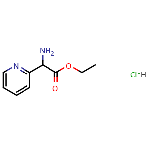 Chemical structure of ethyl 2-amino-2-(pyridin-2-yl)acetate hydrochloride , CAS 1910766-97-0, AChemBlock S77751
