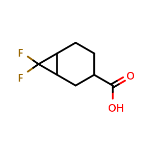 Chemical structure of 7,7-difluoronorcarane-3-carboxylic acid , CAS 1909327-73-6, AChemBlock S77755
