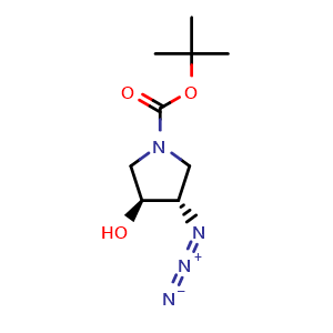 Chemical structure of tert-butyl (3S,4S)-3-azido-4-hydroxypyrrolidine-1-carboxylate , CAS 190792-84-8, AChemBlock S77762